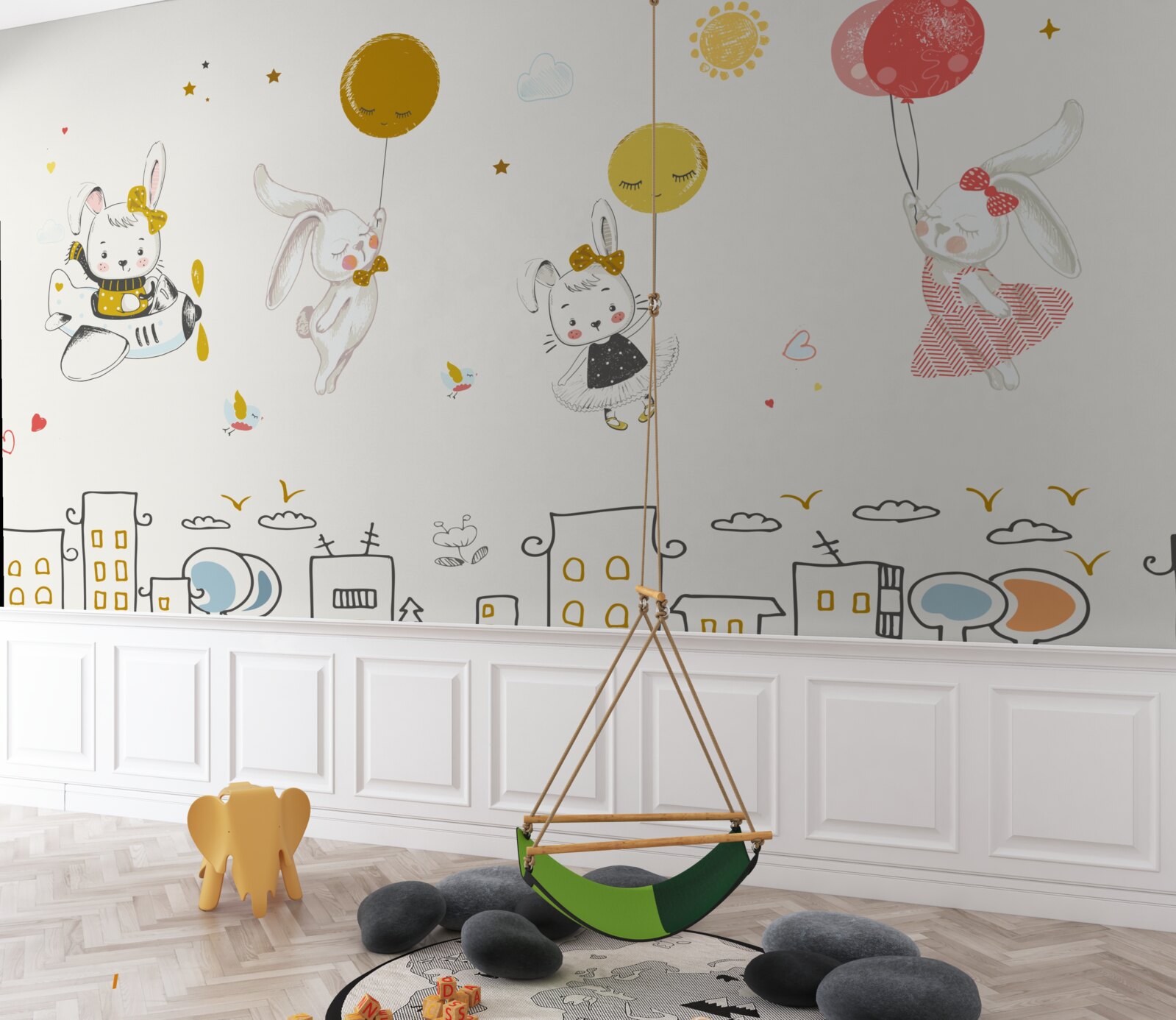 Fototapeta zajačiky krúži nad domami