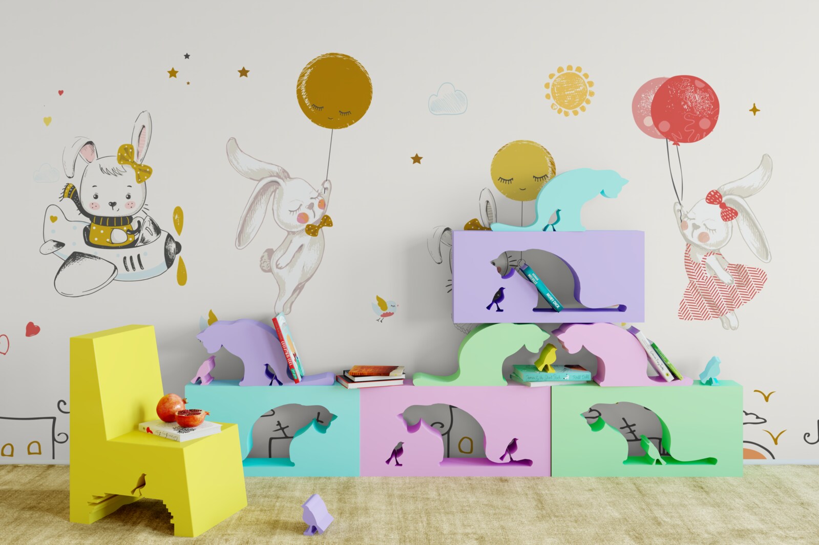 Fototapeta zajačiky krúži nad domami