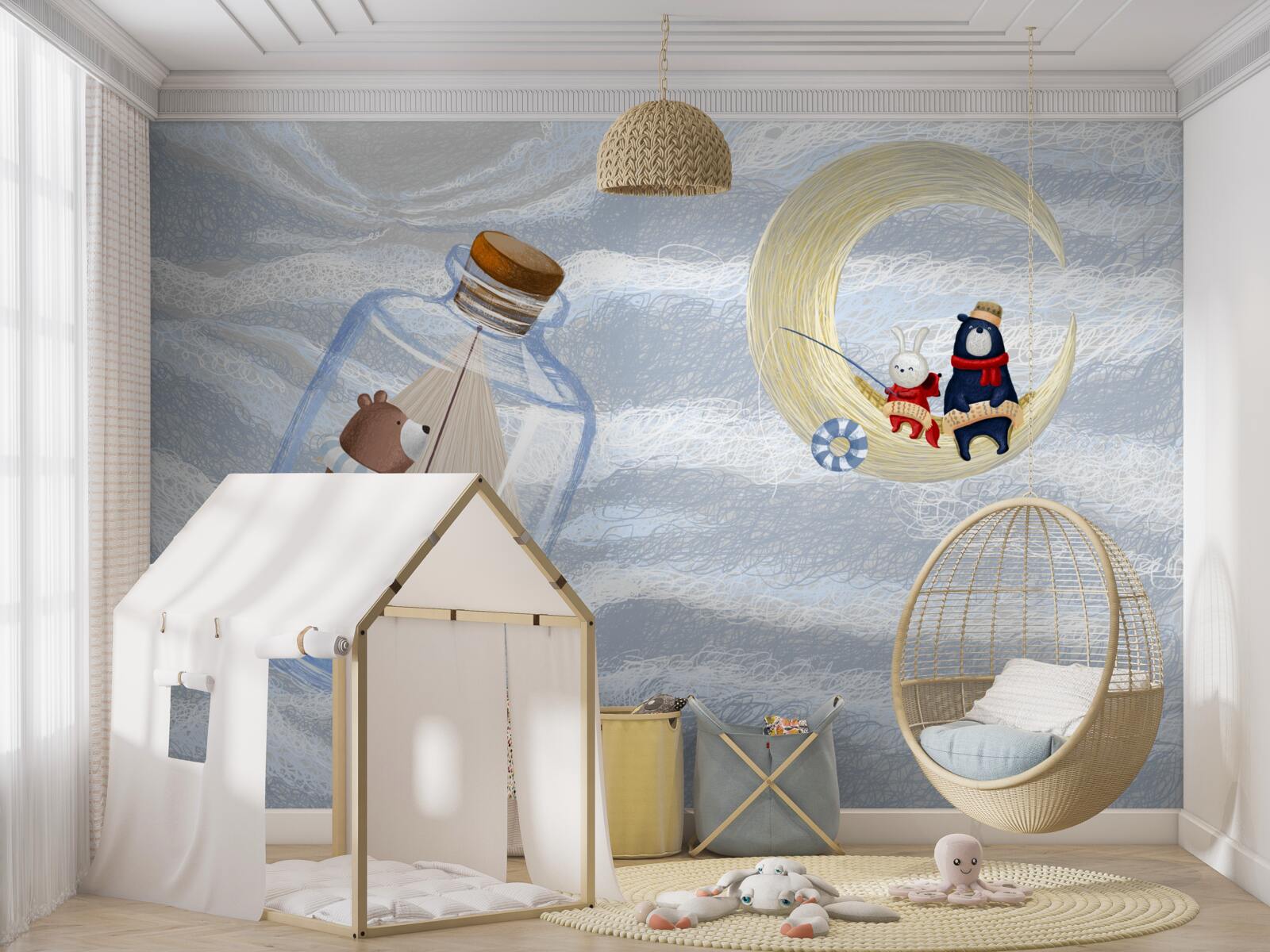 Fototapeta mesiac a fľaškové zvieratká