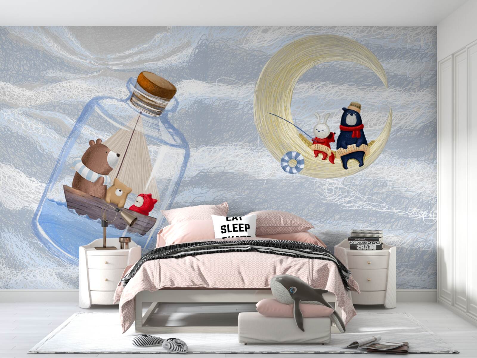 Fototapeta mesiac a fľaškové zvieratká