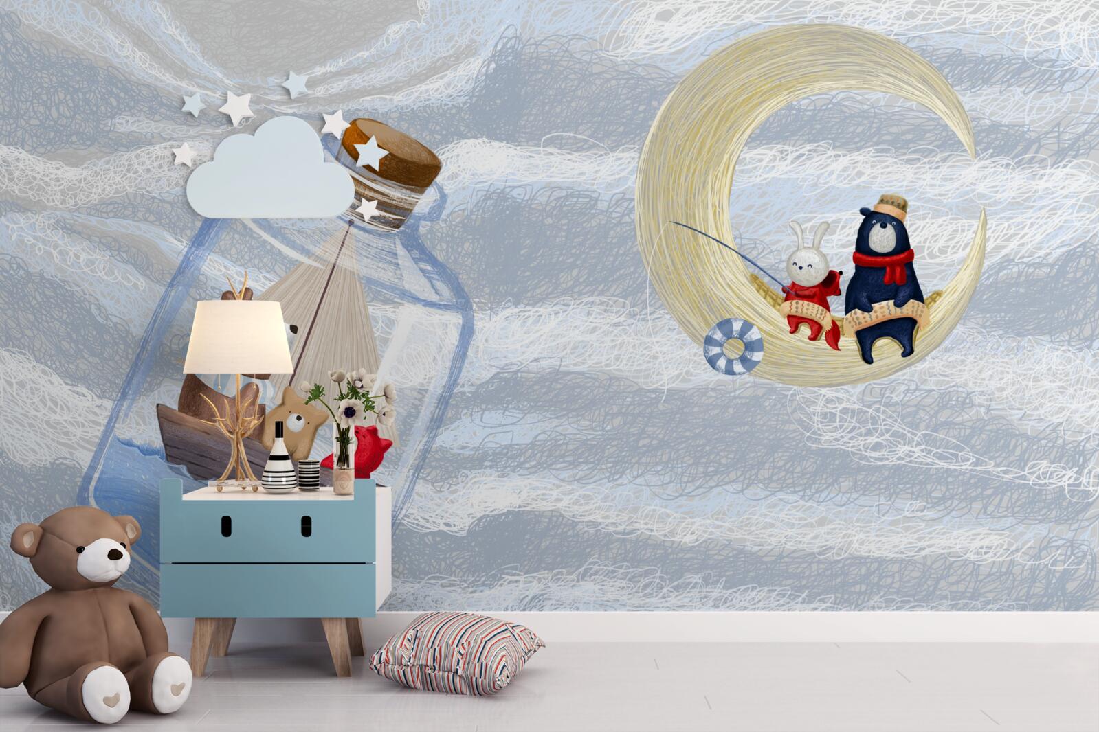 Fototapeta mesiac a fľaškové zvieratká