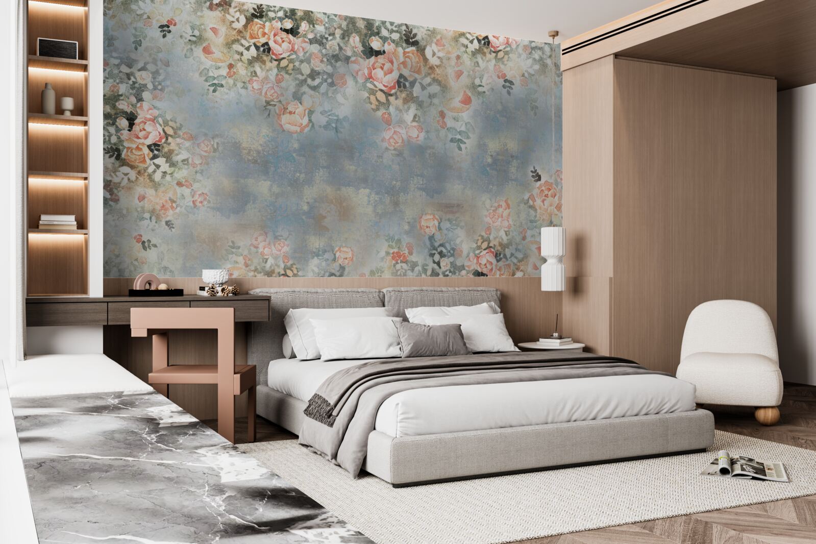 Fototapeta kvetinové zádie za posteľnú spodnú bielizeň