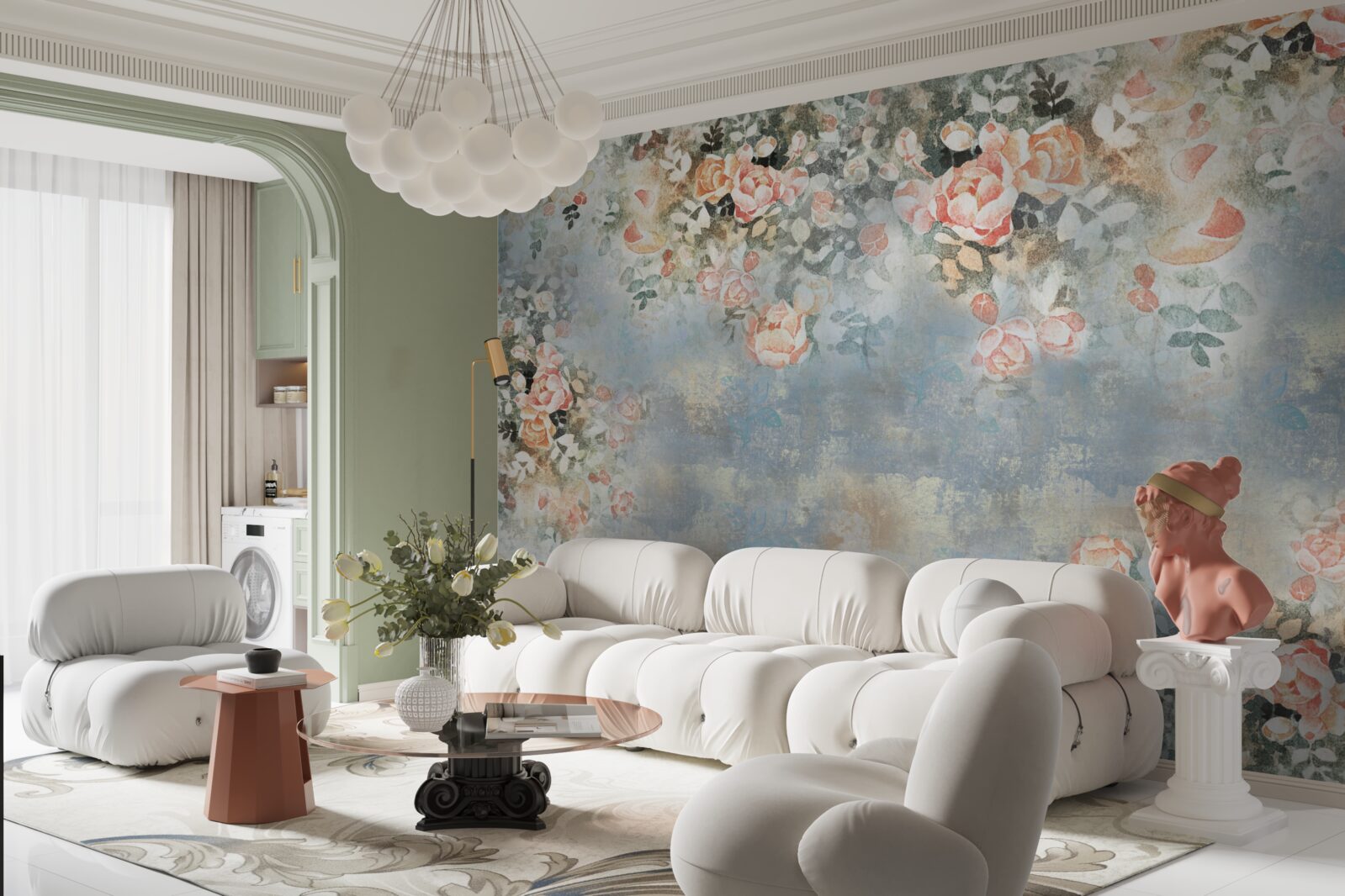 Fototapeta kvetinové zádie za posteľnú spodnú bielizeň