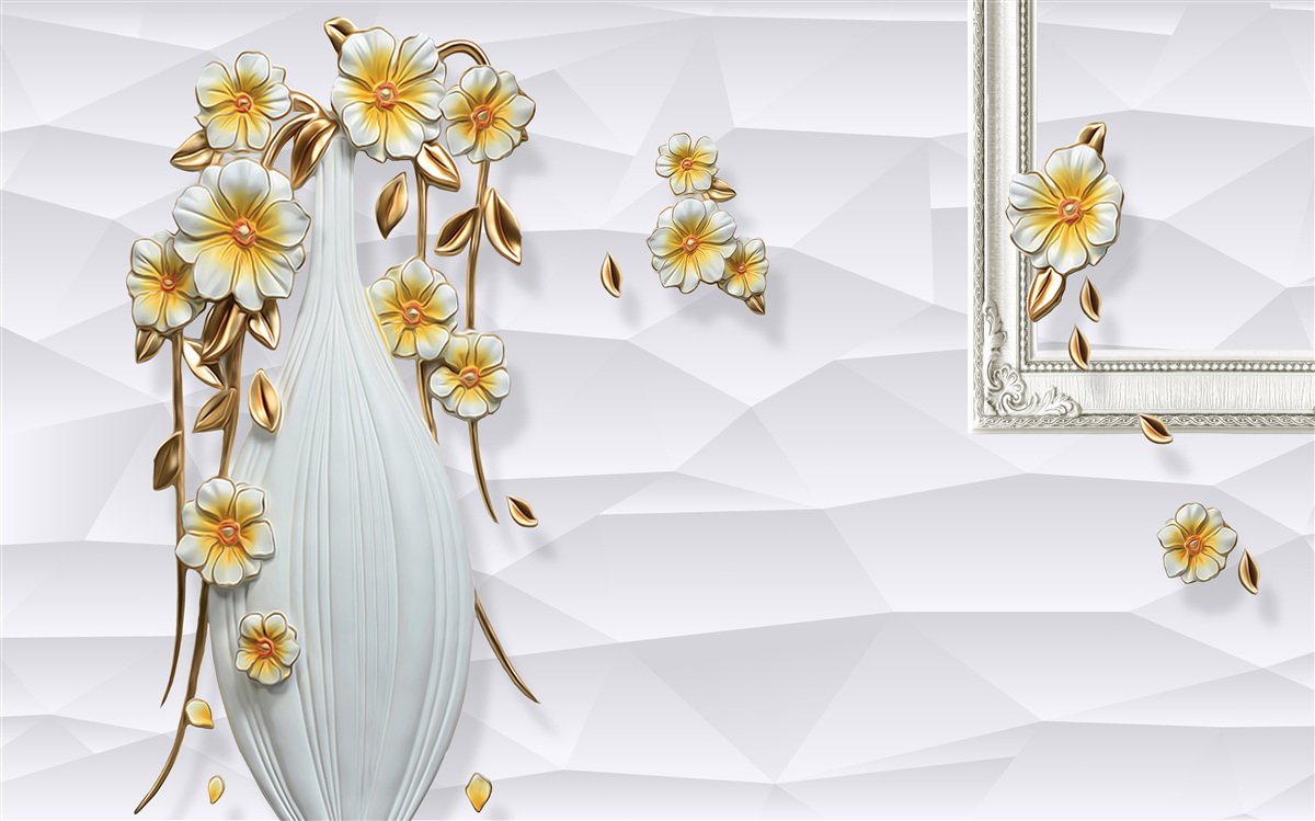 Fototapeta vysoká svetlá váza s kvetmi