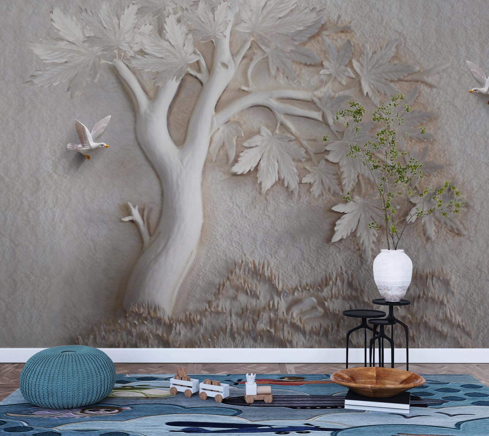 Fototapeta trojrozmerný strom a vtáky