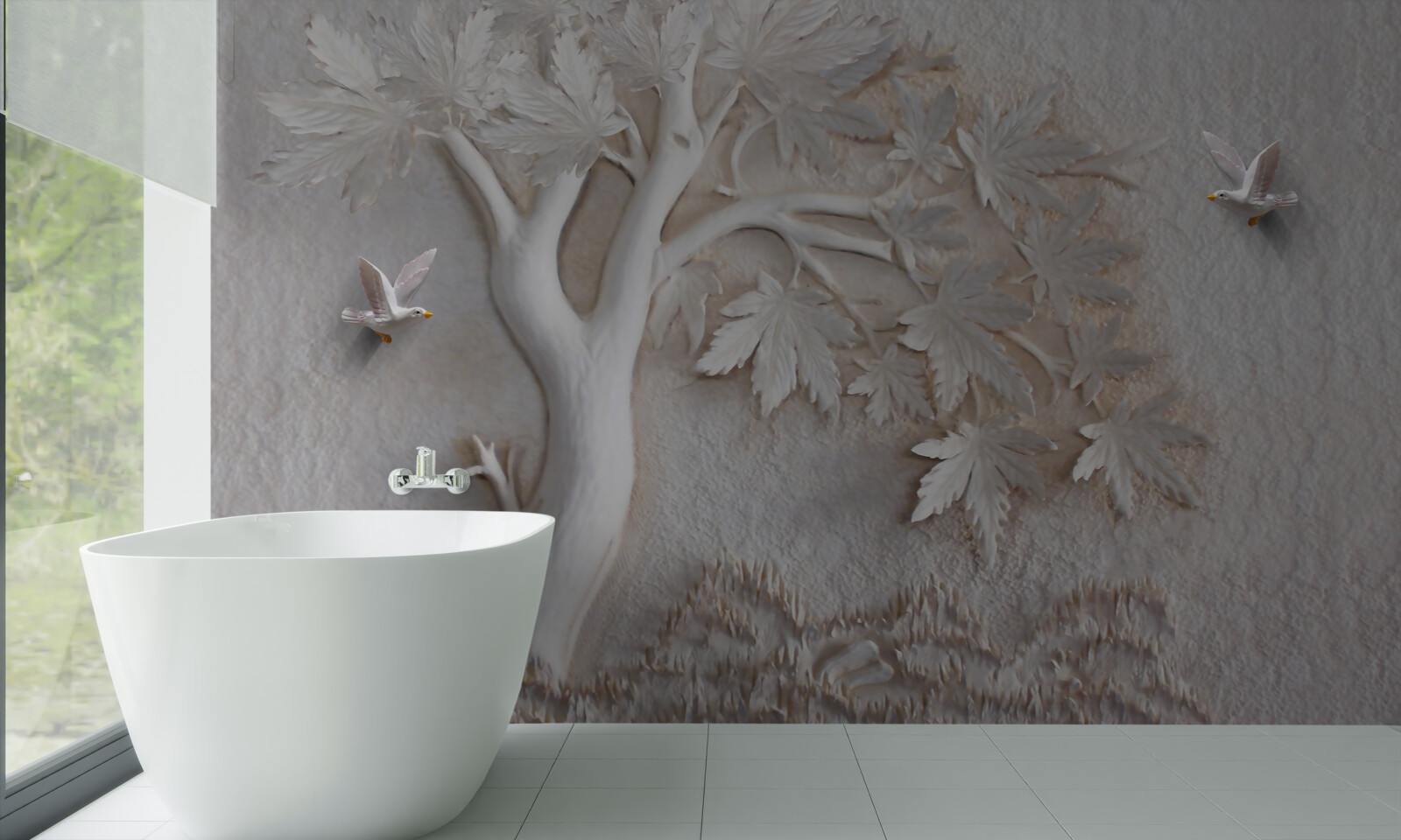 Fototapeta trojrozmerný strom a vtáky