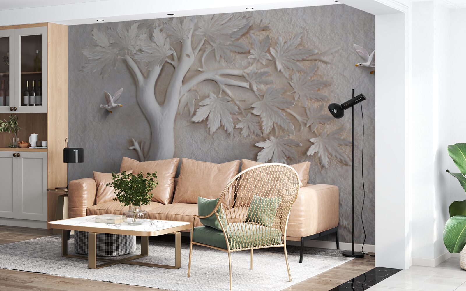 Fototapeta trojrozmerný strom a vtáky