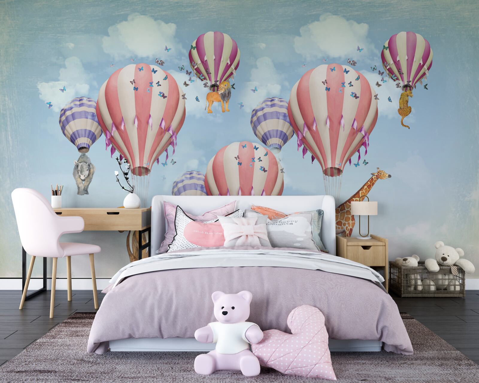 Fototapeta zvieratá sú pripevnené k balónom