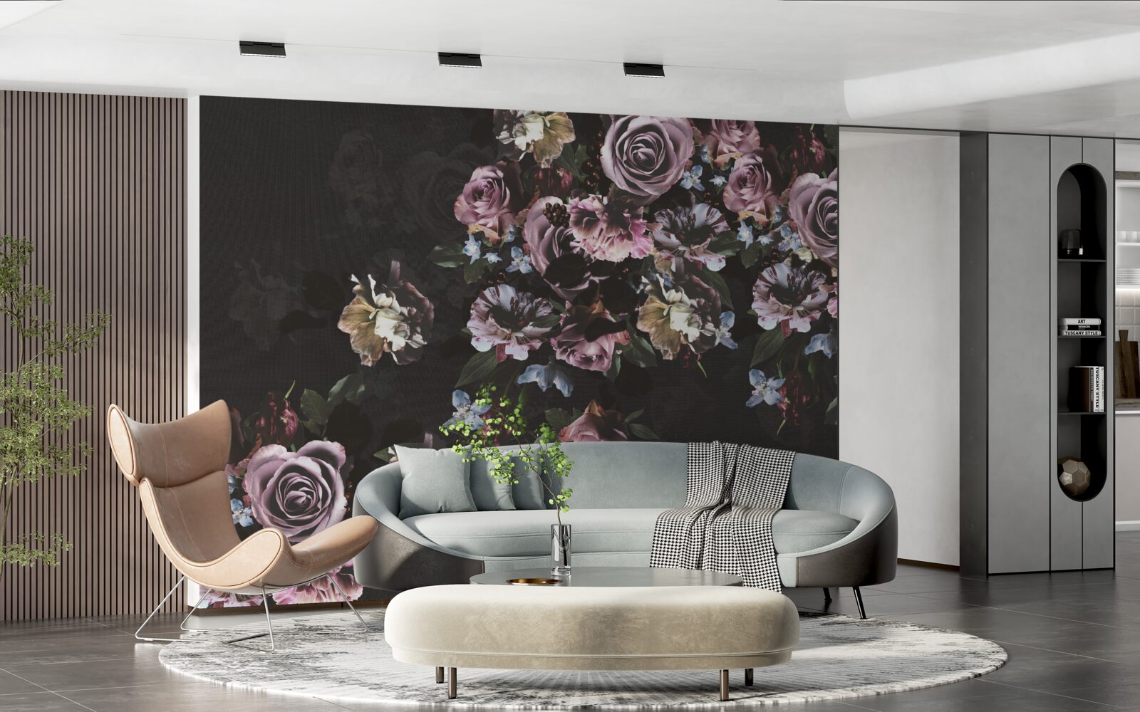 Fototapeta Ružové kvety na čiernom podklade