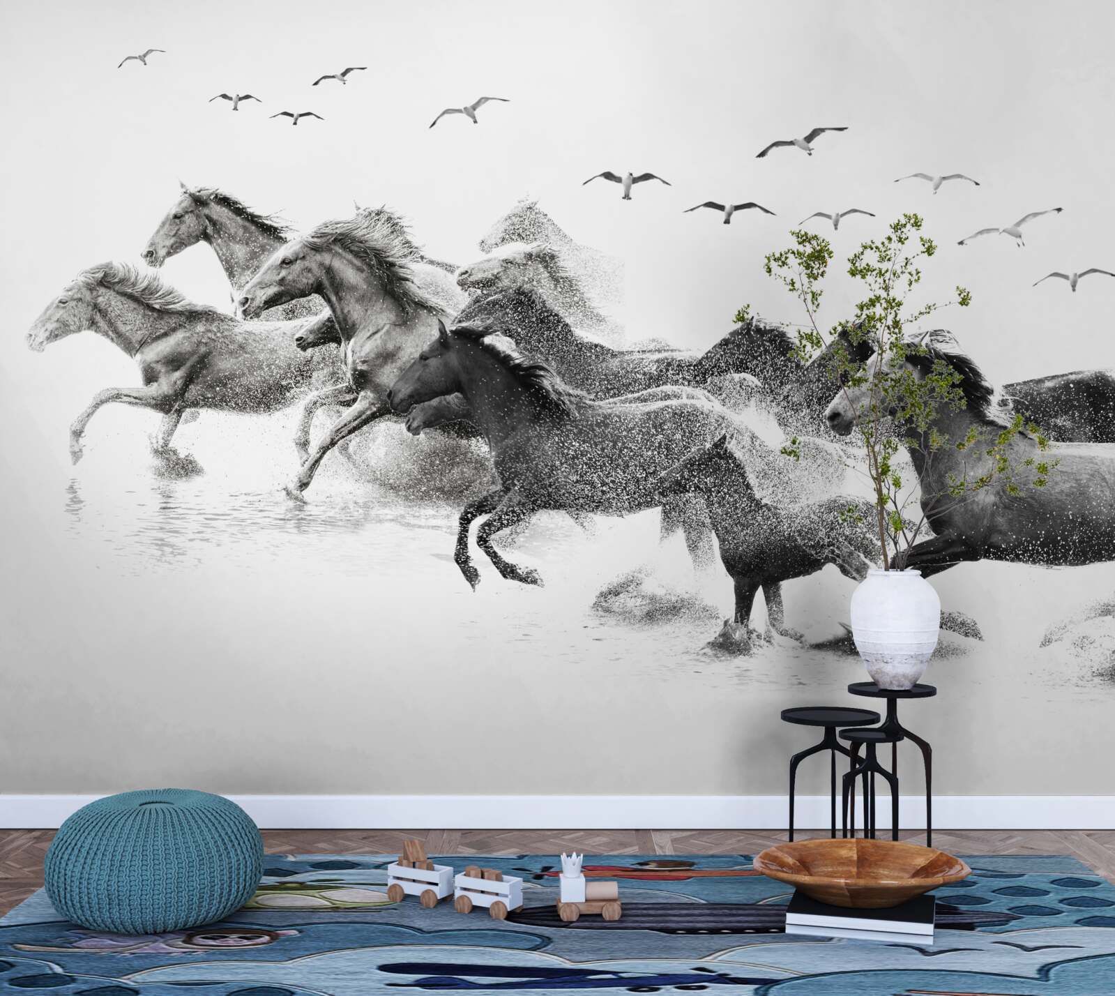 Fototapeta veľa cválajúcich koní