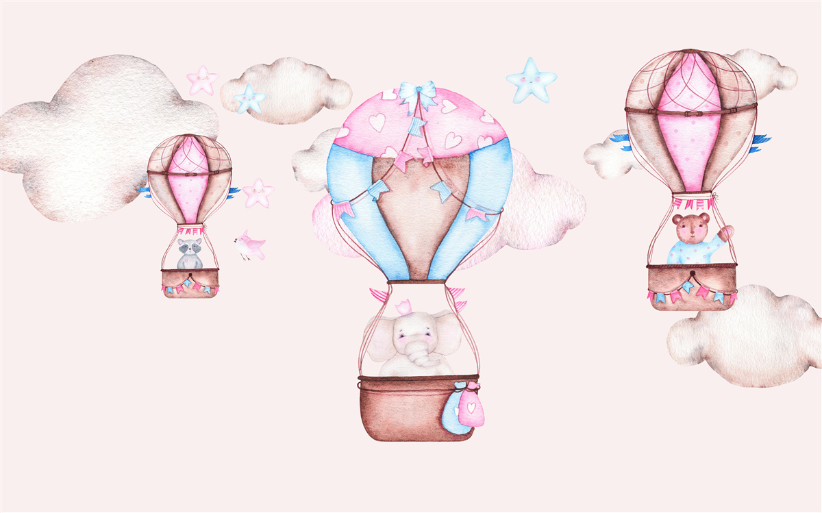 Fototapeta Zvieratá sa vznášajú po oblohe na balónoch