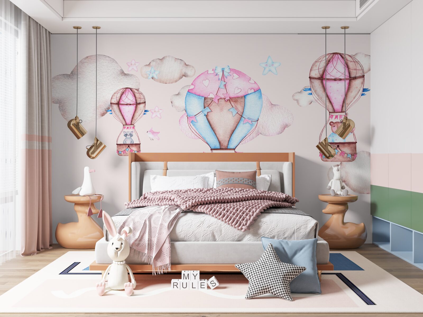 Fototapeta Zvieratá sa vznášajú po oblohe na balónoch