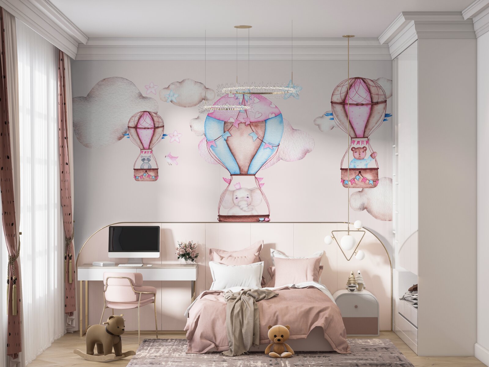 Fototapeta Zvieratá sa vznášajú po oblohe na balónoch