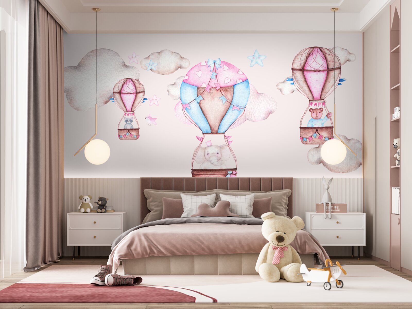 Fototapeta Zvieratá sa vznášajú po oblohe na balónoch