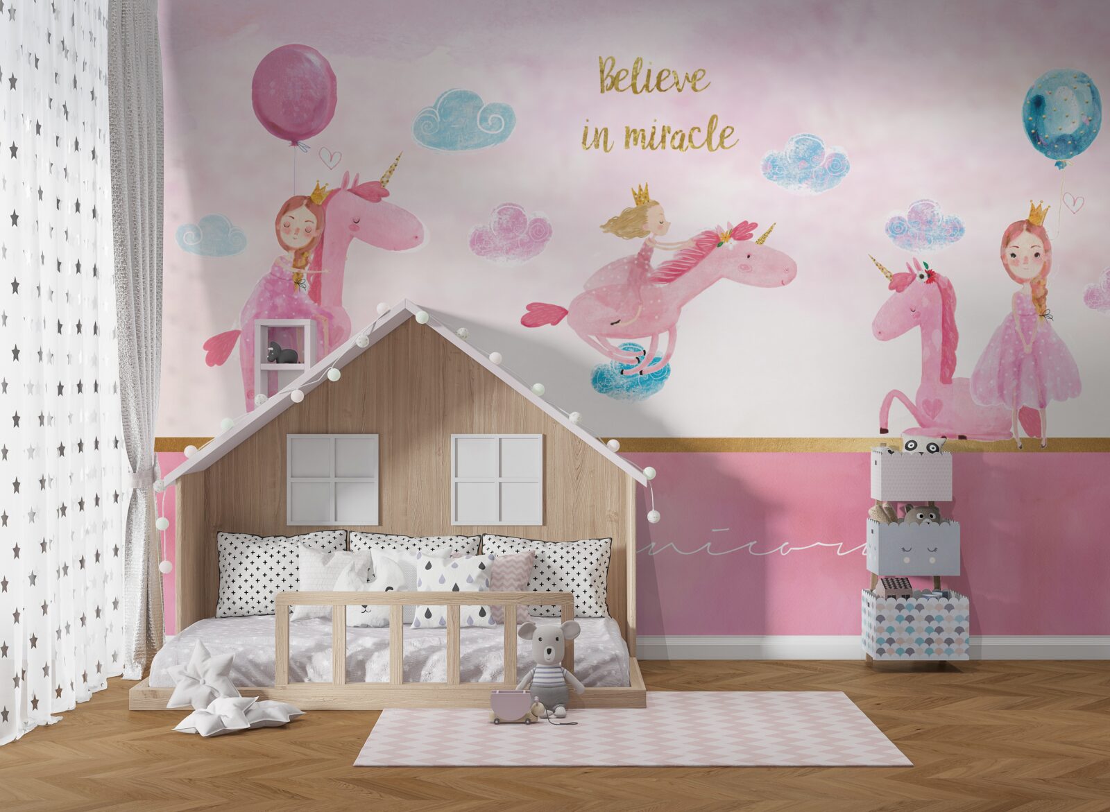 Fototapeta princezná na ružových jednorožcoch