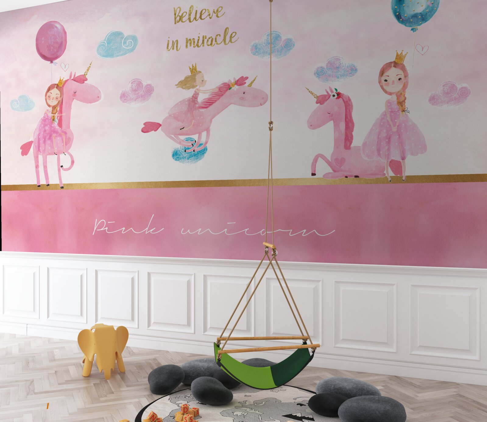 Fototapeta princezná na ružových jednorožcoch