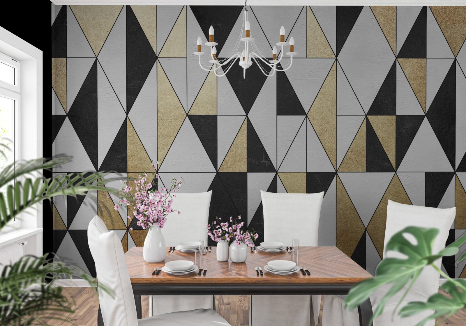 Fototapeta diamanty v tmavej, bielej a zlatej farbe