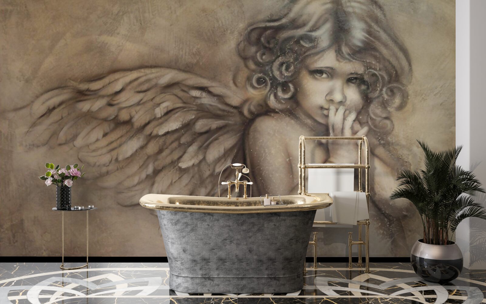 Fototapeta maľba malého anjelika
