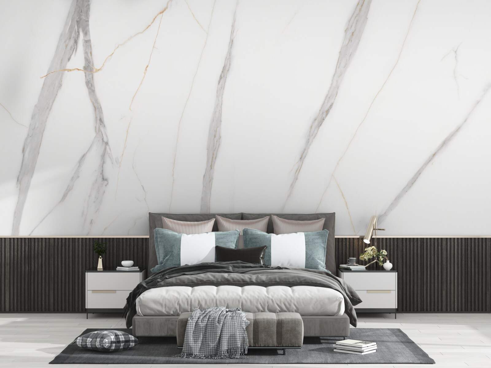 Fototapeta biele zadie so sivými pruhmi