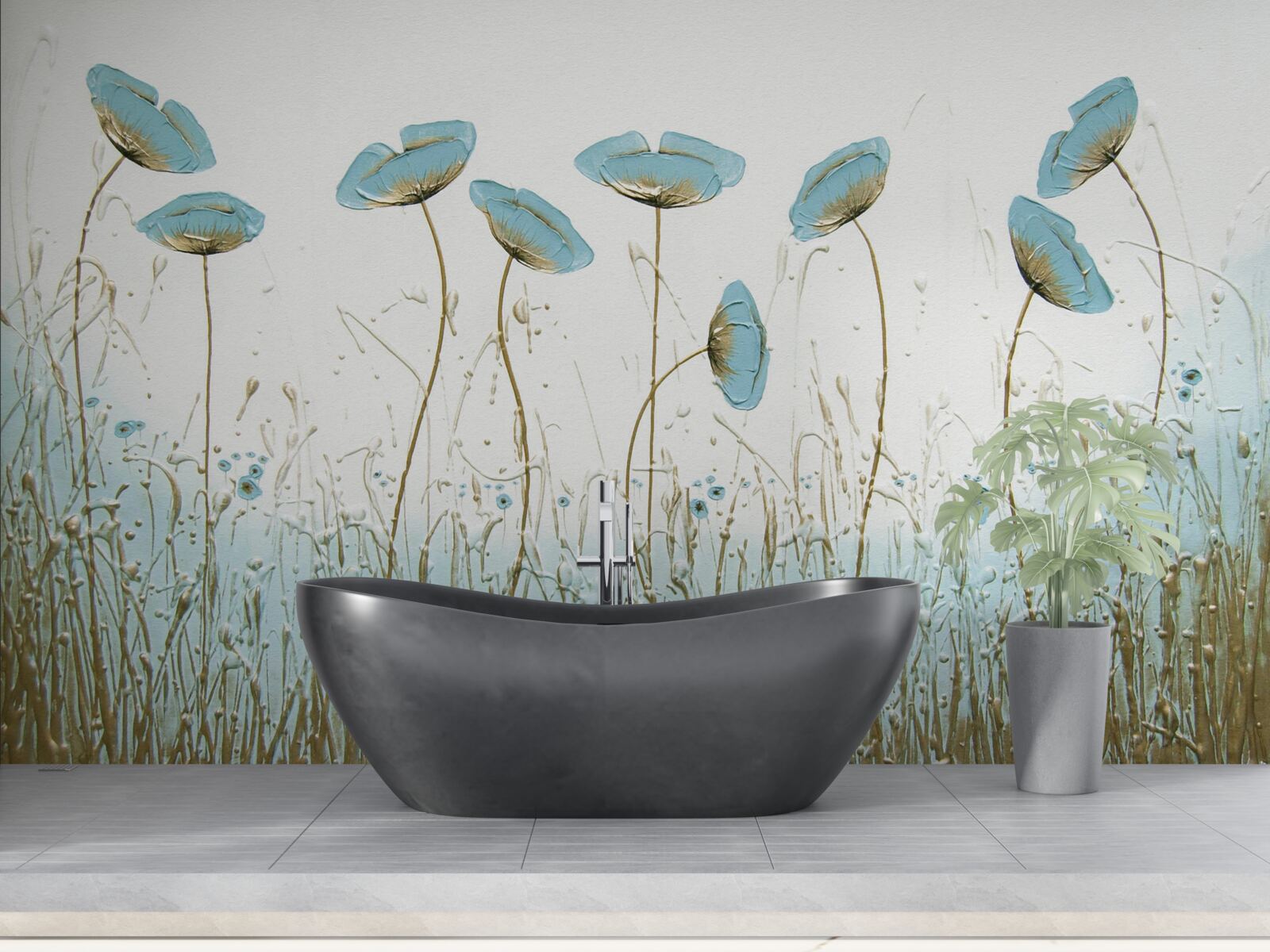 Fototapeta modré kvety na pôvabných stonkách