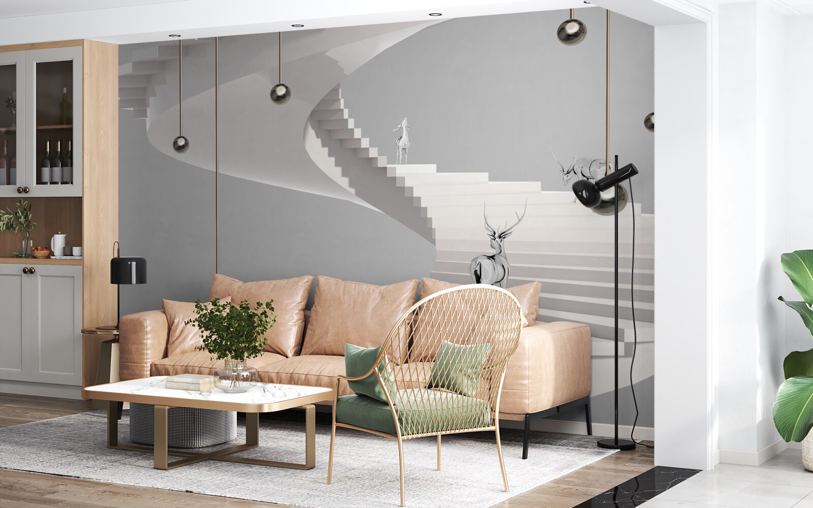 Fototapeta jeleň na týchto schodoch