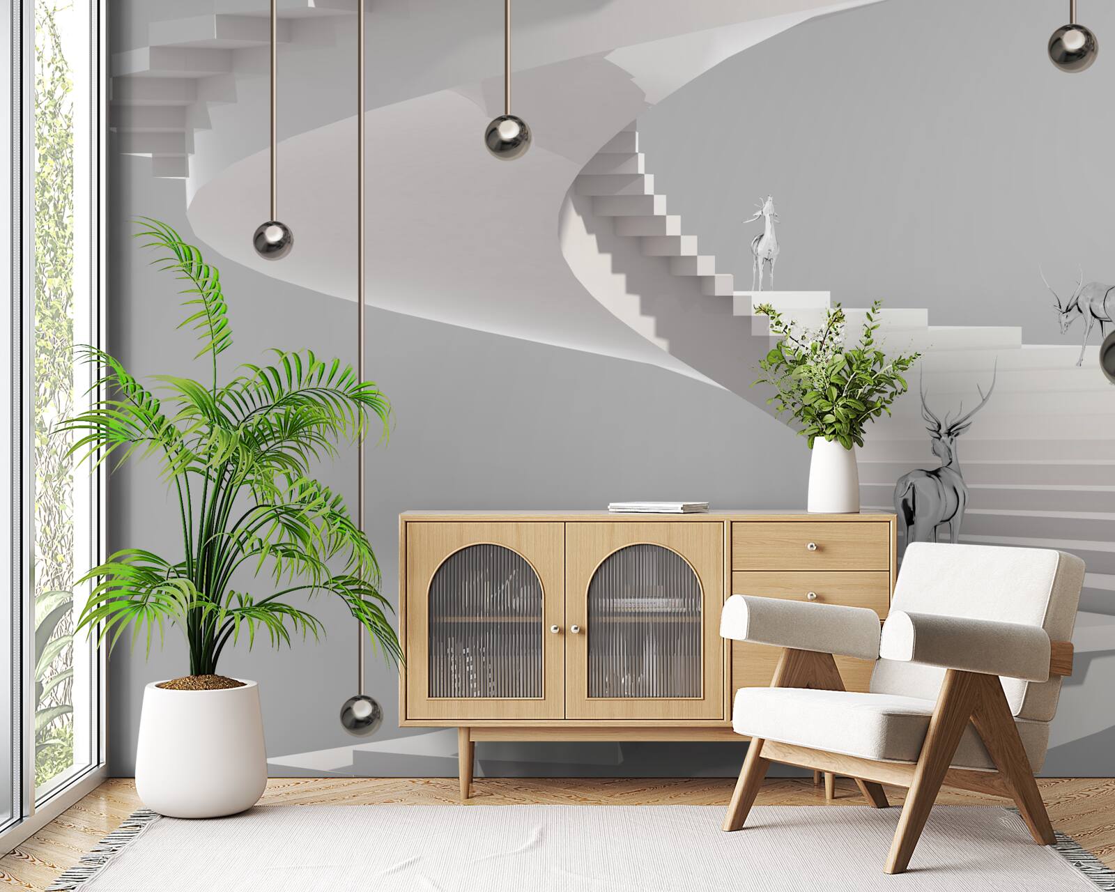 Fototapeta jeleň na týchto schodoch