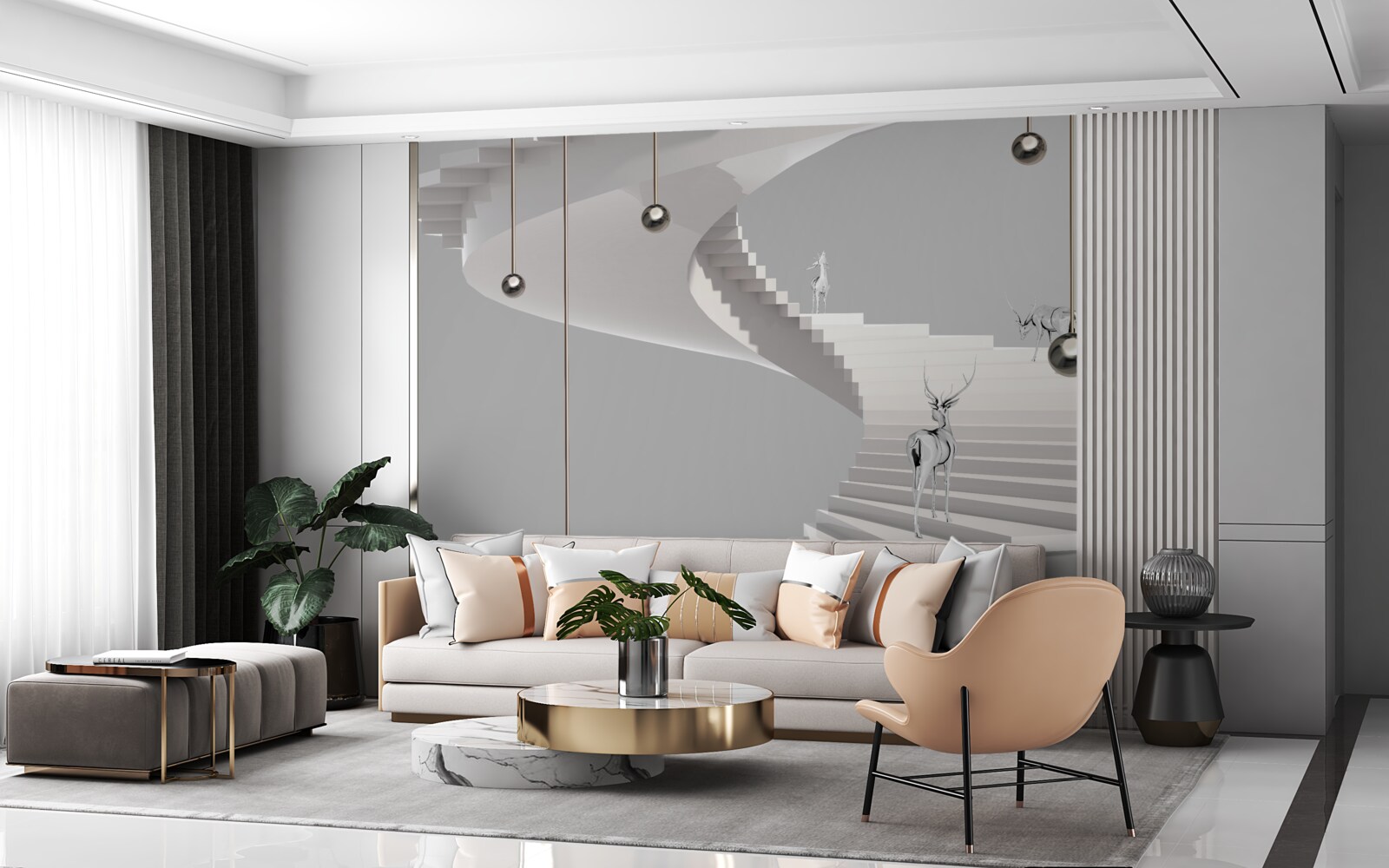 Fototapeta jeleň na týchto schodoch