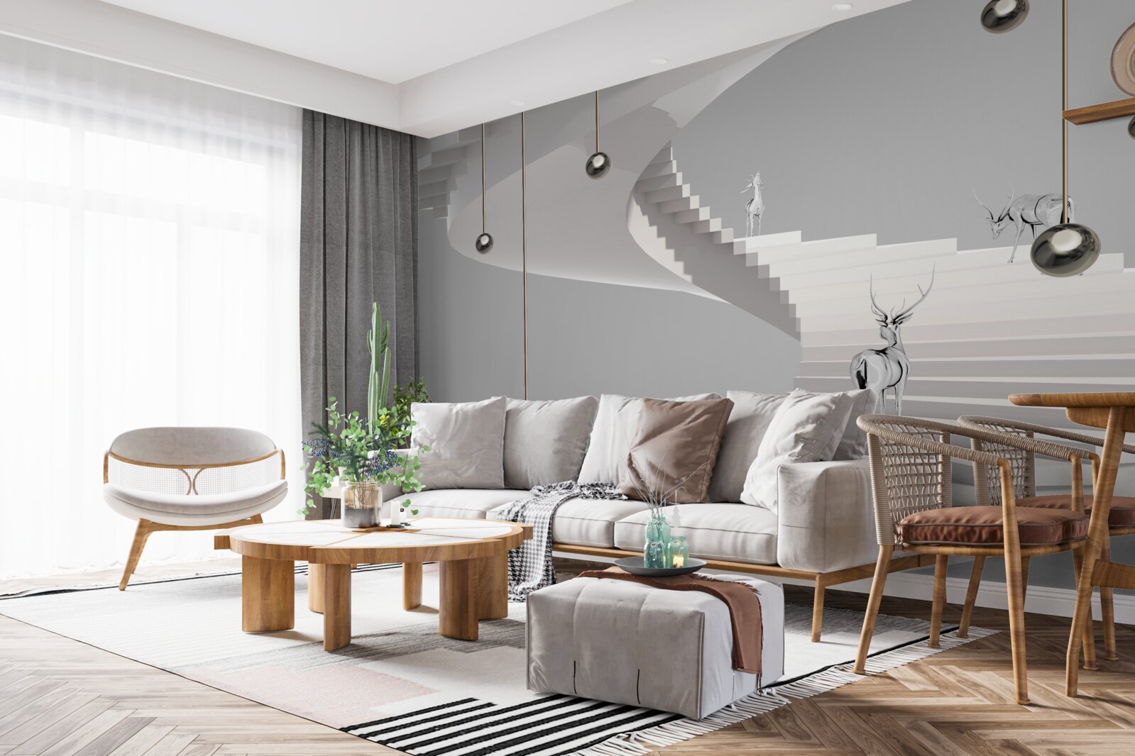 Fototapeta jeleň na týchto schodoch