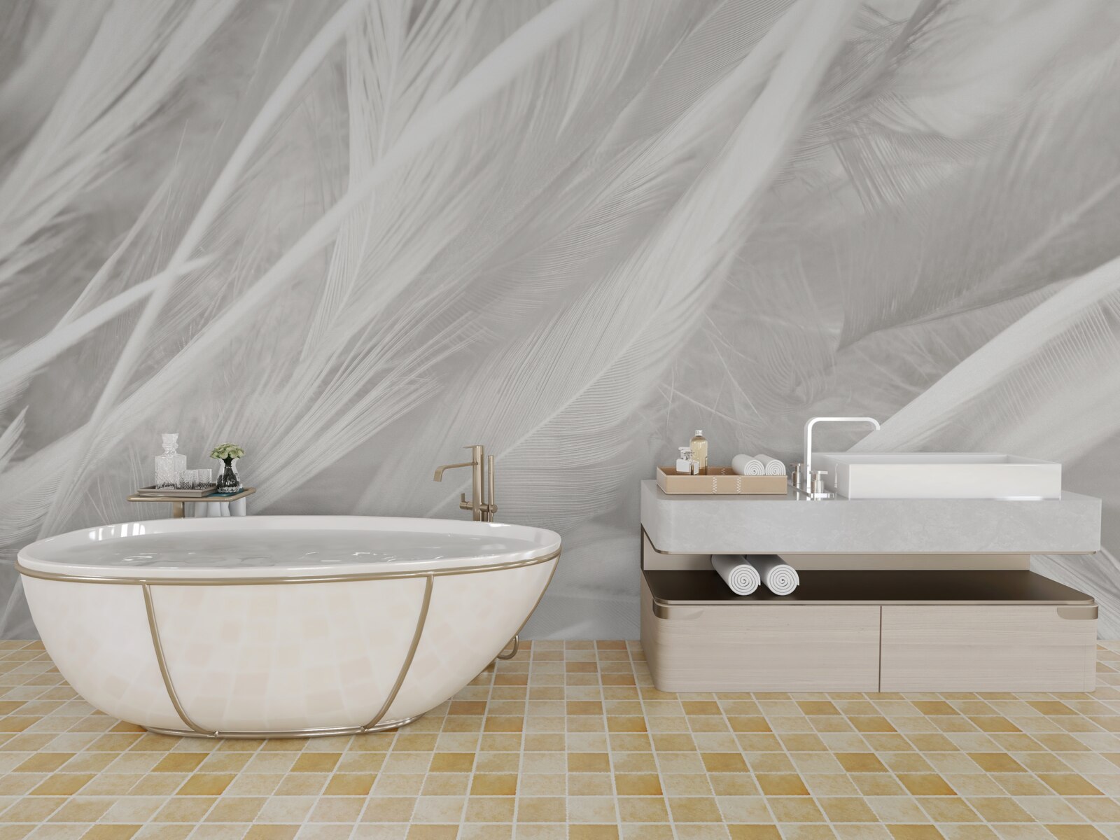 Fototapeta veľké množstvo svetlého peria