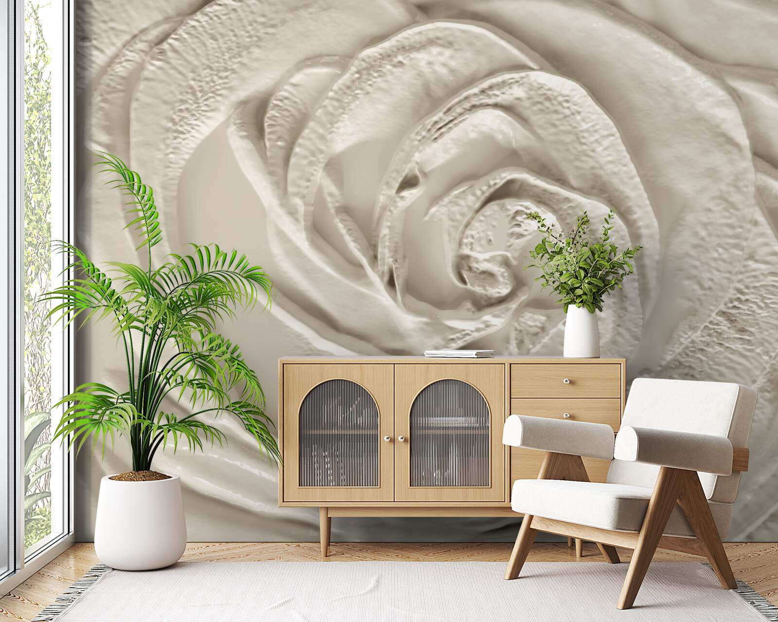 Fototapeta sadrový basreliéf s vyobrazením ruže