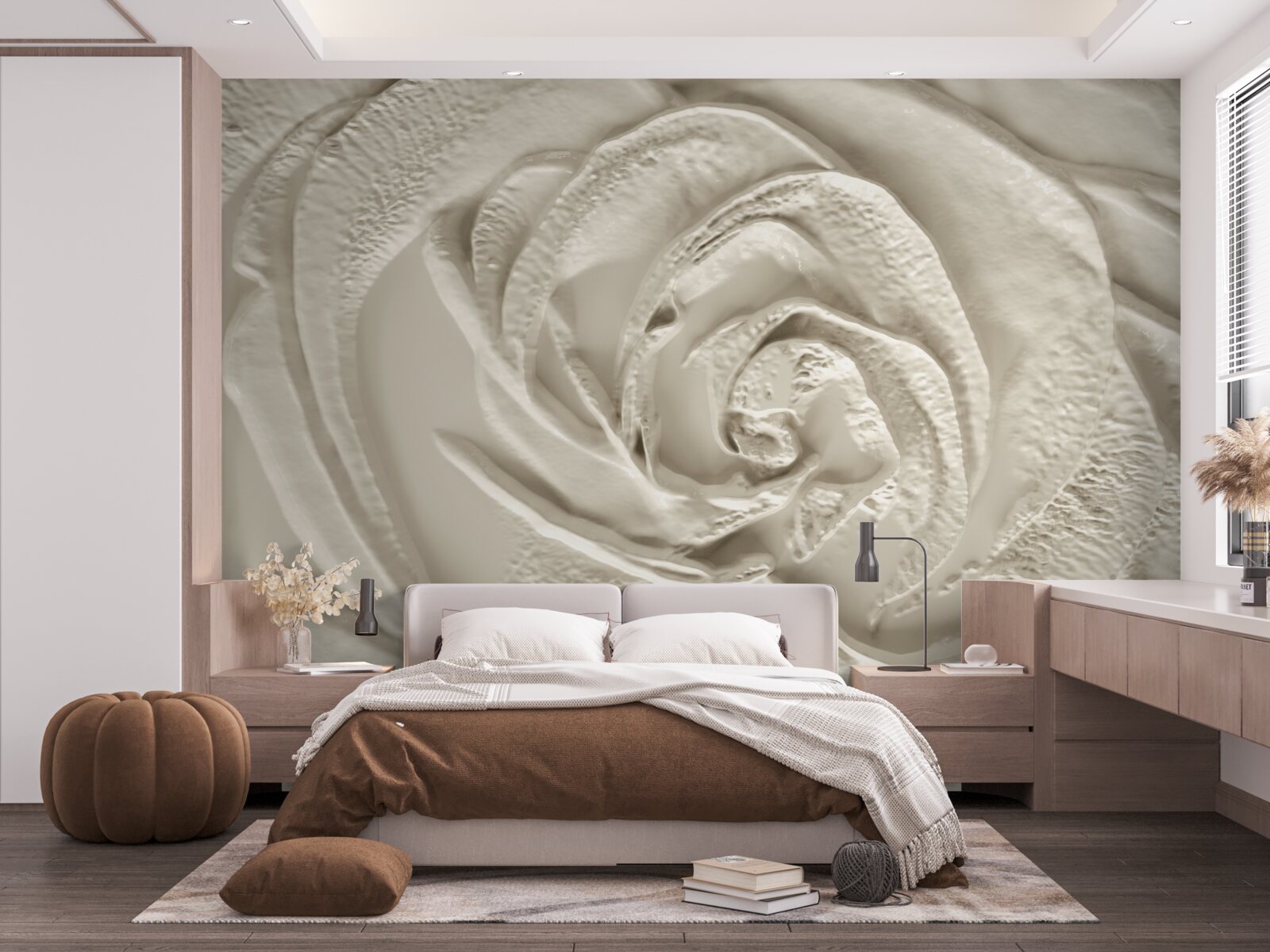 Fototapeta sadrový basreliéf s vyobrazením ruže