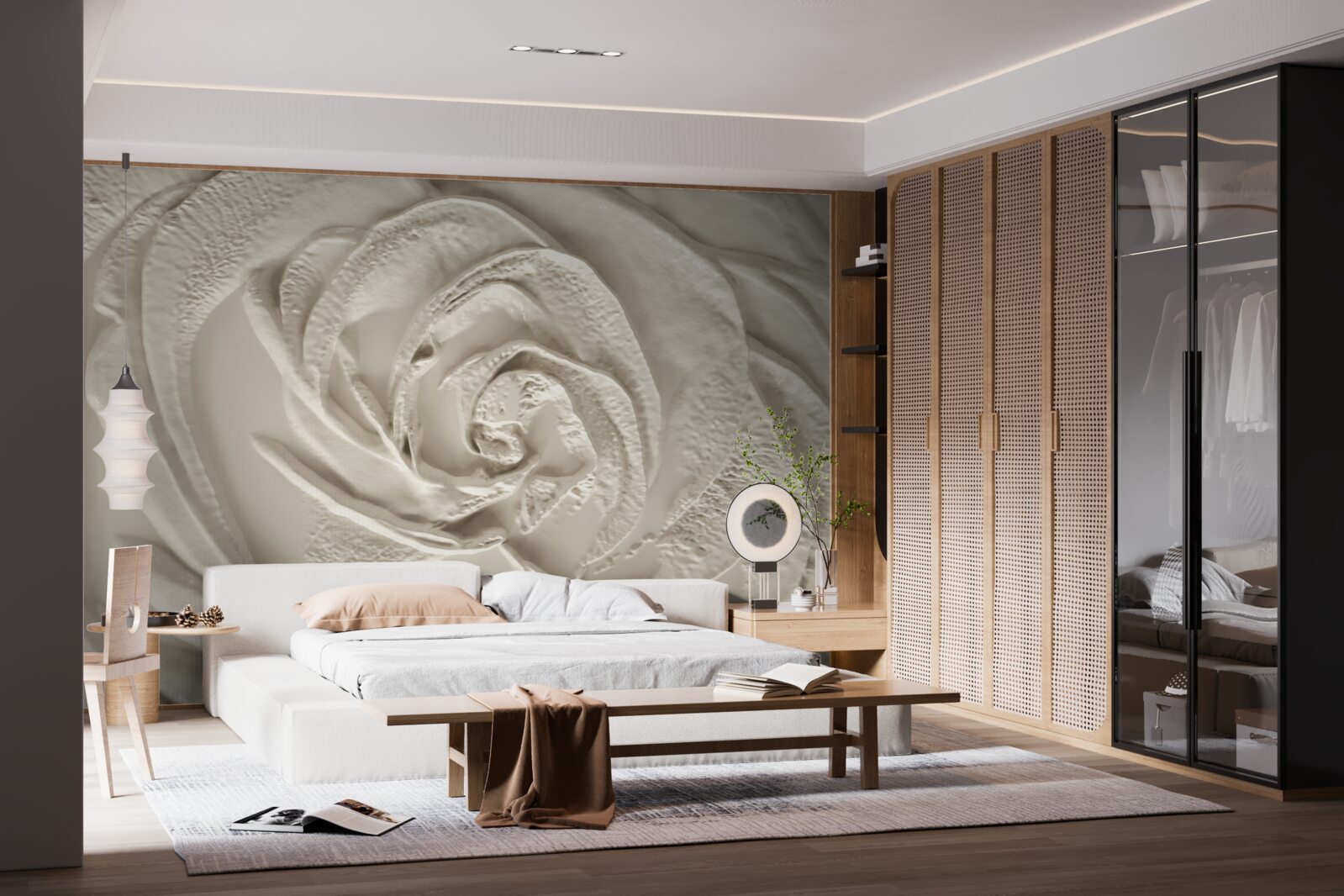 Fototapeta sadrový basreliéf s vyobrazením ruže