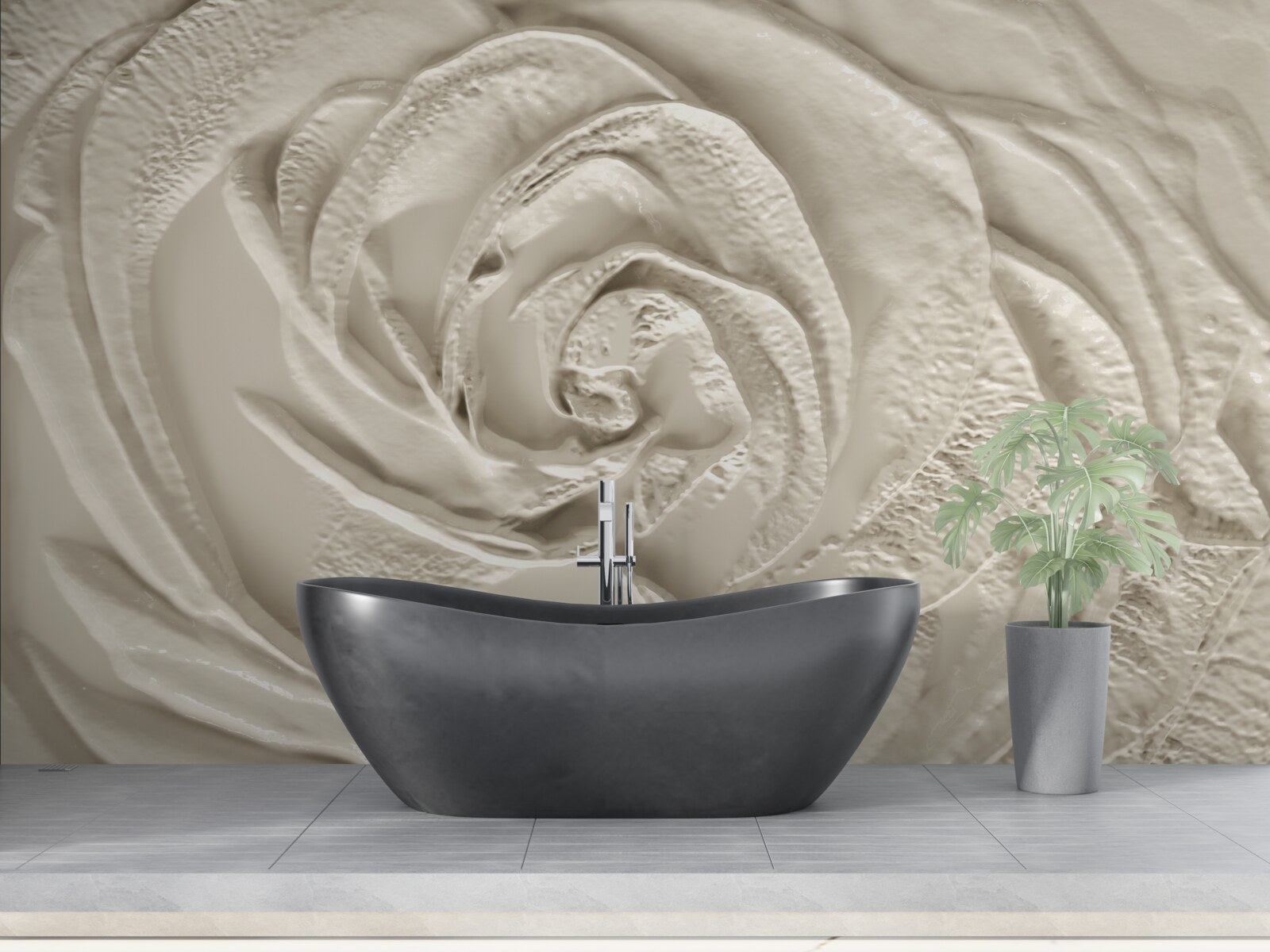 Fototapeta sadrový basreliéf s vyobrazením ruže