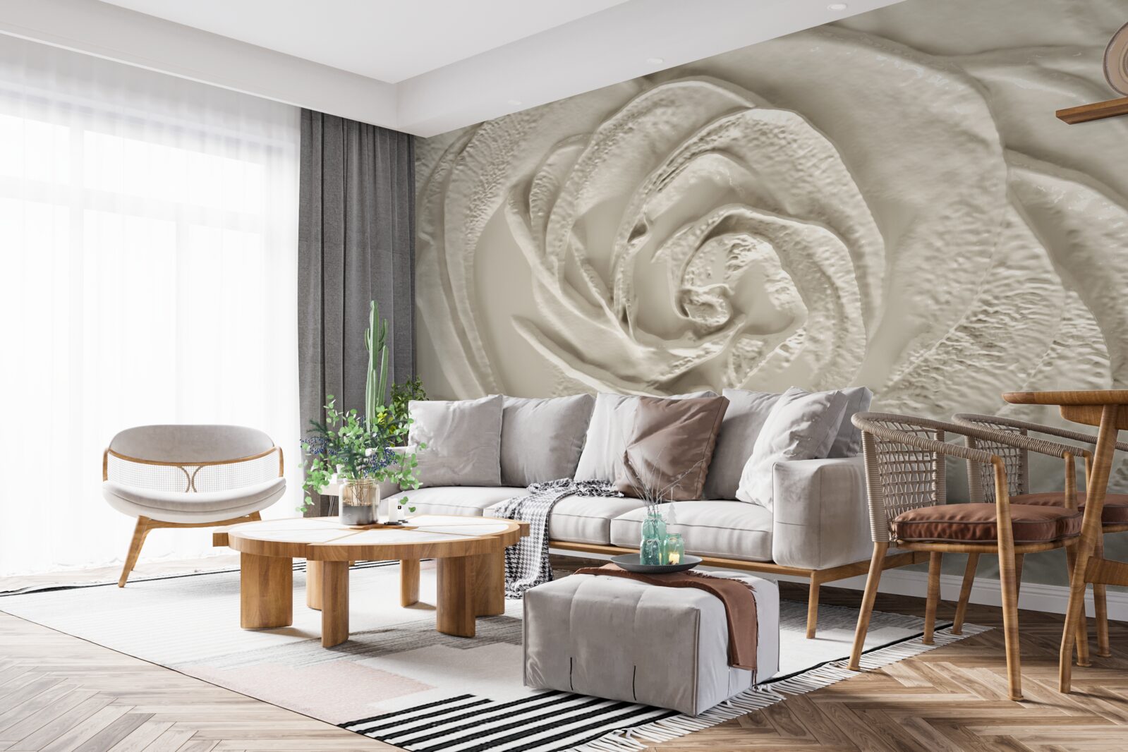 Fototapeta sadrový basreliéf s vyobrazením ruže