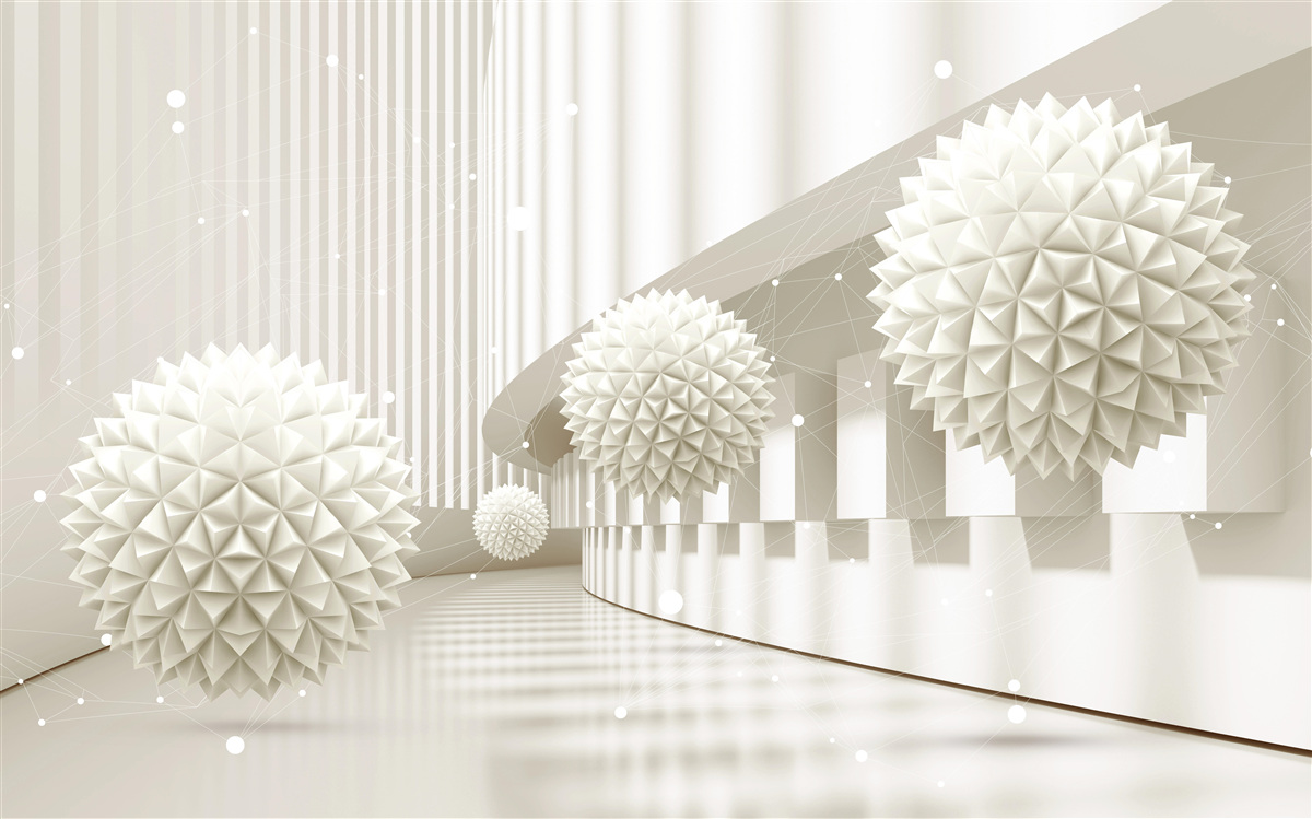 Fototapeta biele balóniky s tromi rôznymi vzormi