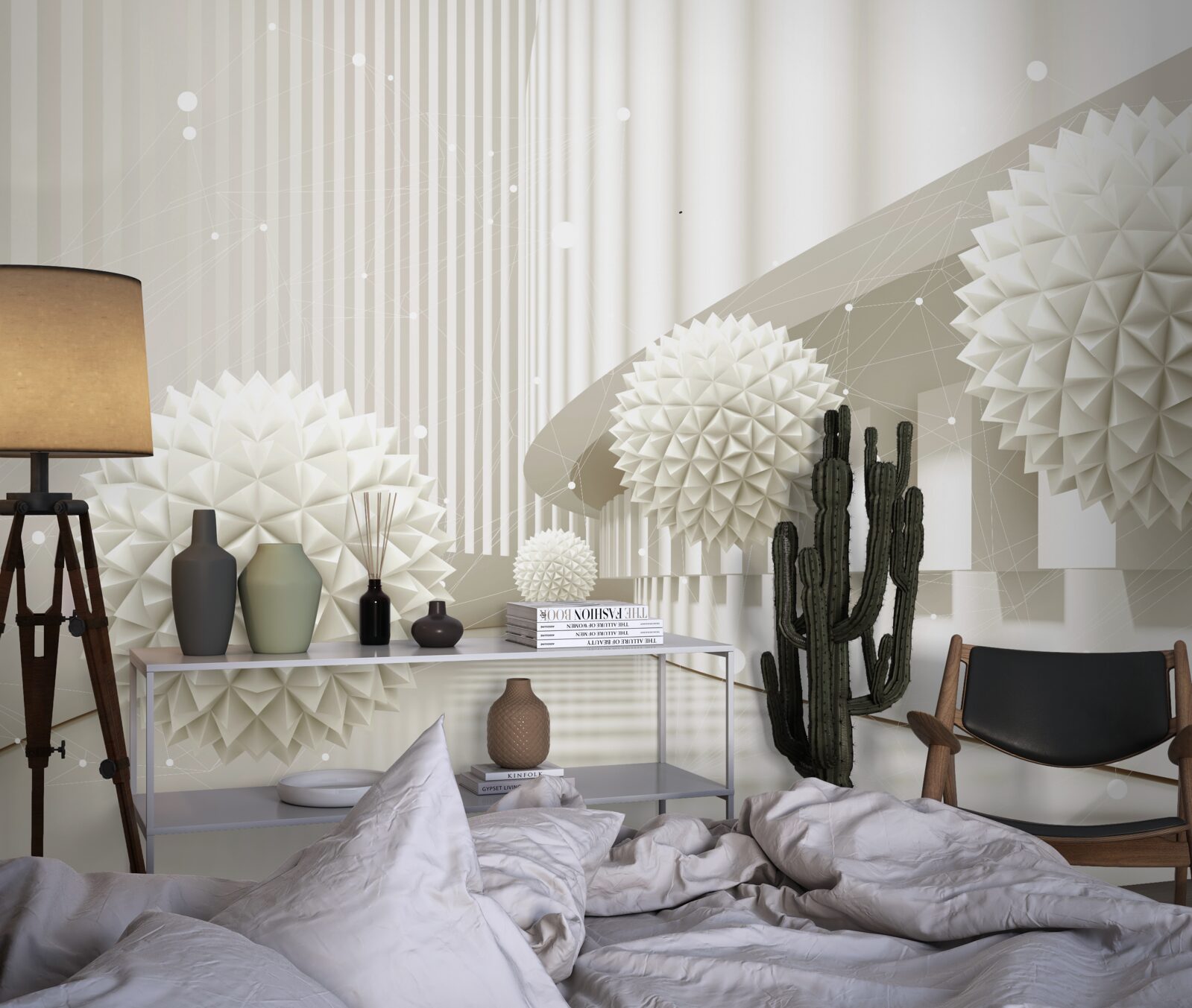 Fototapeta biele balóniky s tromi rôznymi vzormi