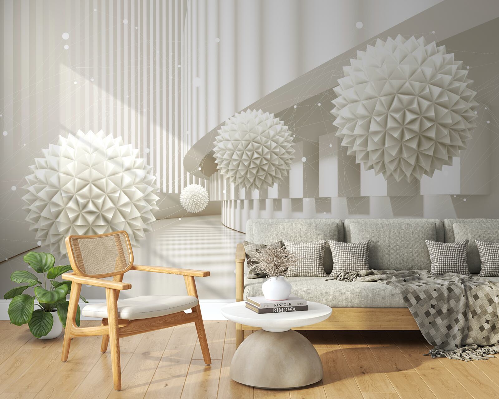 Fototapeta biele balóniky s tromi rôznymi vzormi