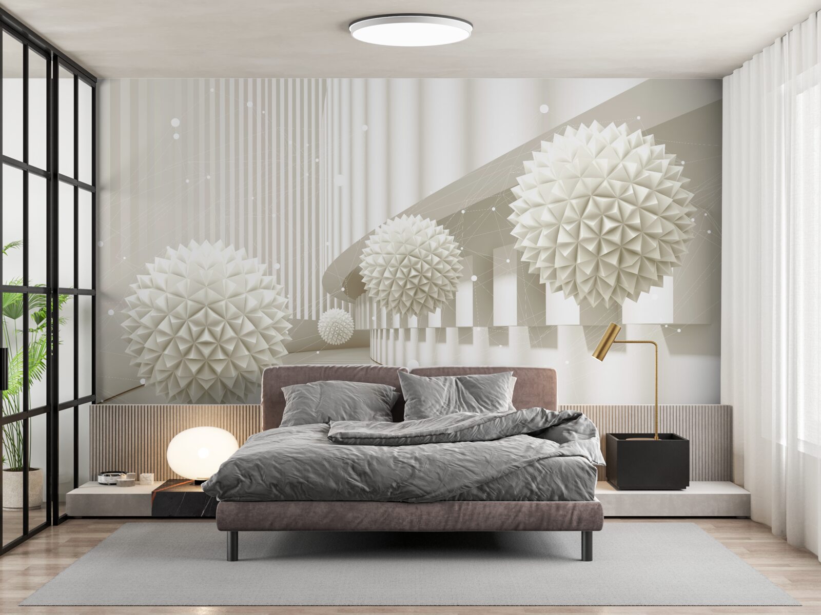 Fototapeta biele balóniky s tromi rôznymi vzormi