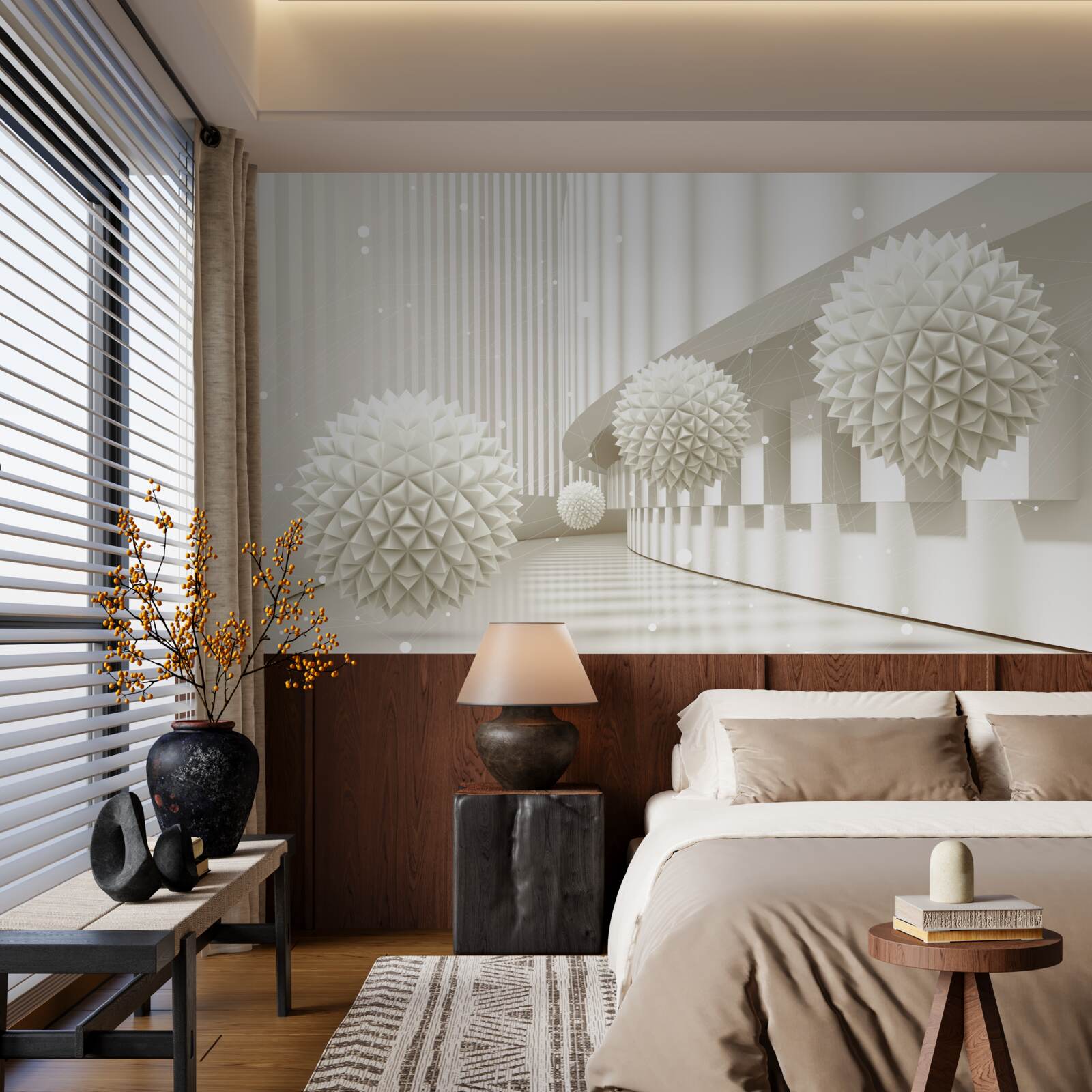 Fototapeta biele balóniky s tromi rôznymi vzormi