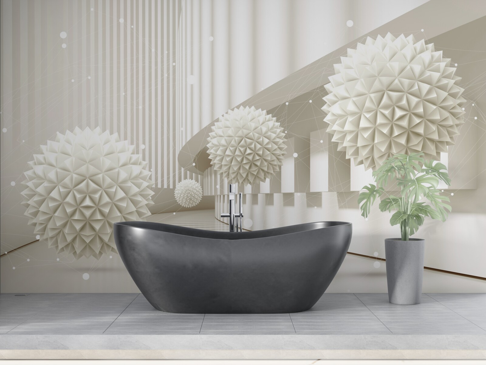 Fototapeta biele balóniky s tromi rôznymi vzormi