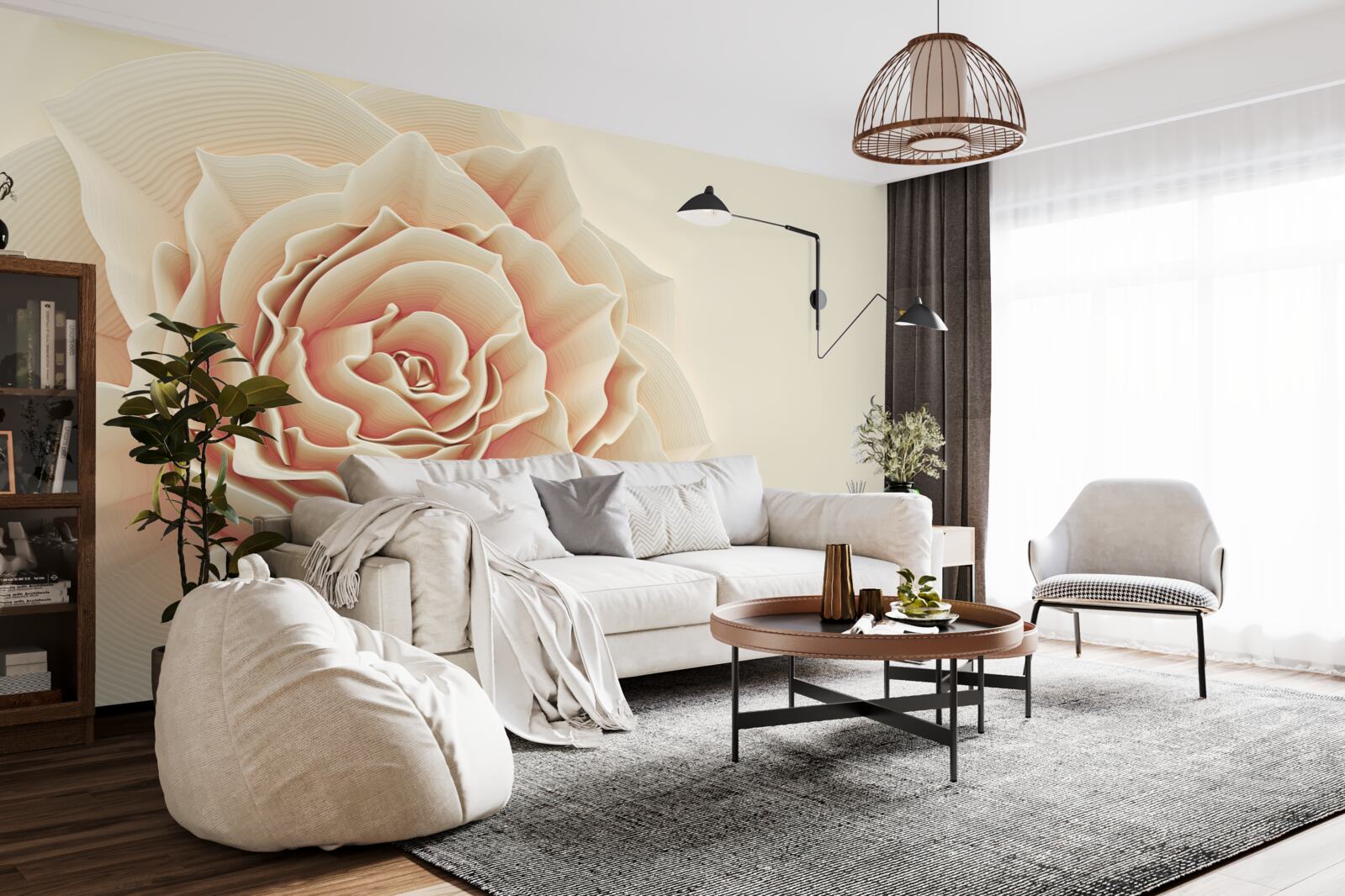 Fototapeta veľká krémová ruža