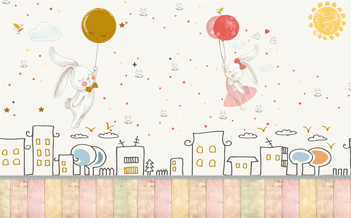 Fototapeta zajace žijú na úsekoch a pomáhajú balónov