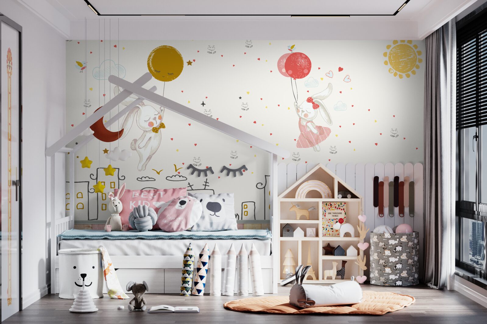 Fototapeta zajace žijú na úsekoch a pomáhajú balónov