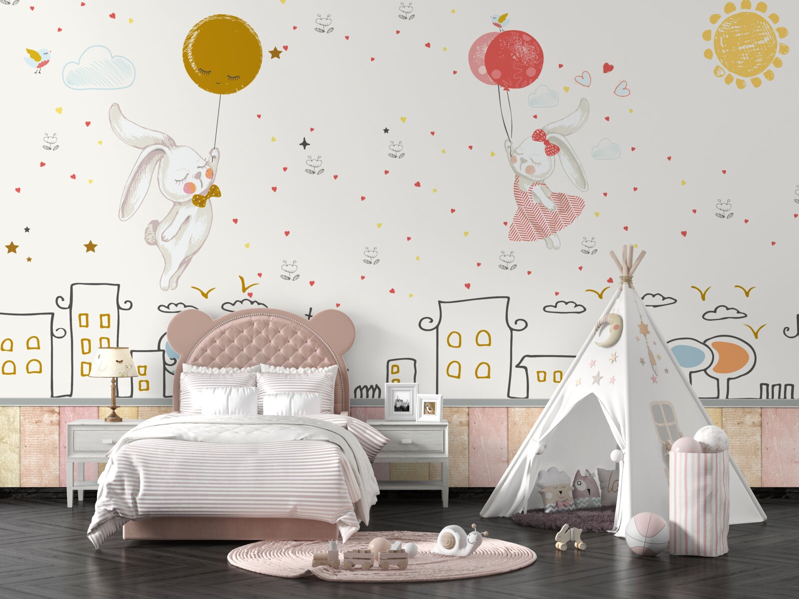 Fototapeta zajace žijú na úsekoch a pomáhajú balónov