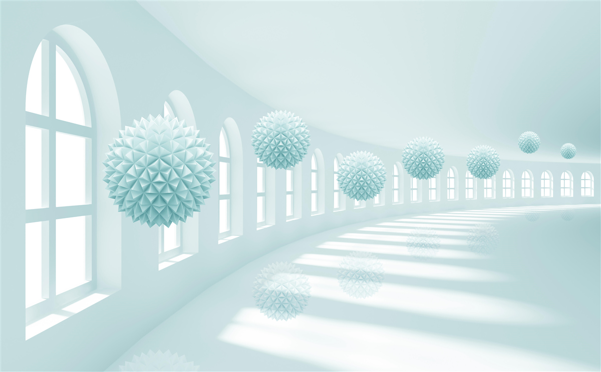 Fototapeta priechod sú okná a modré hrudky