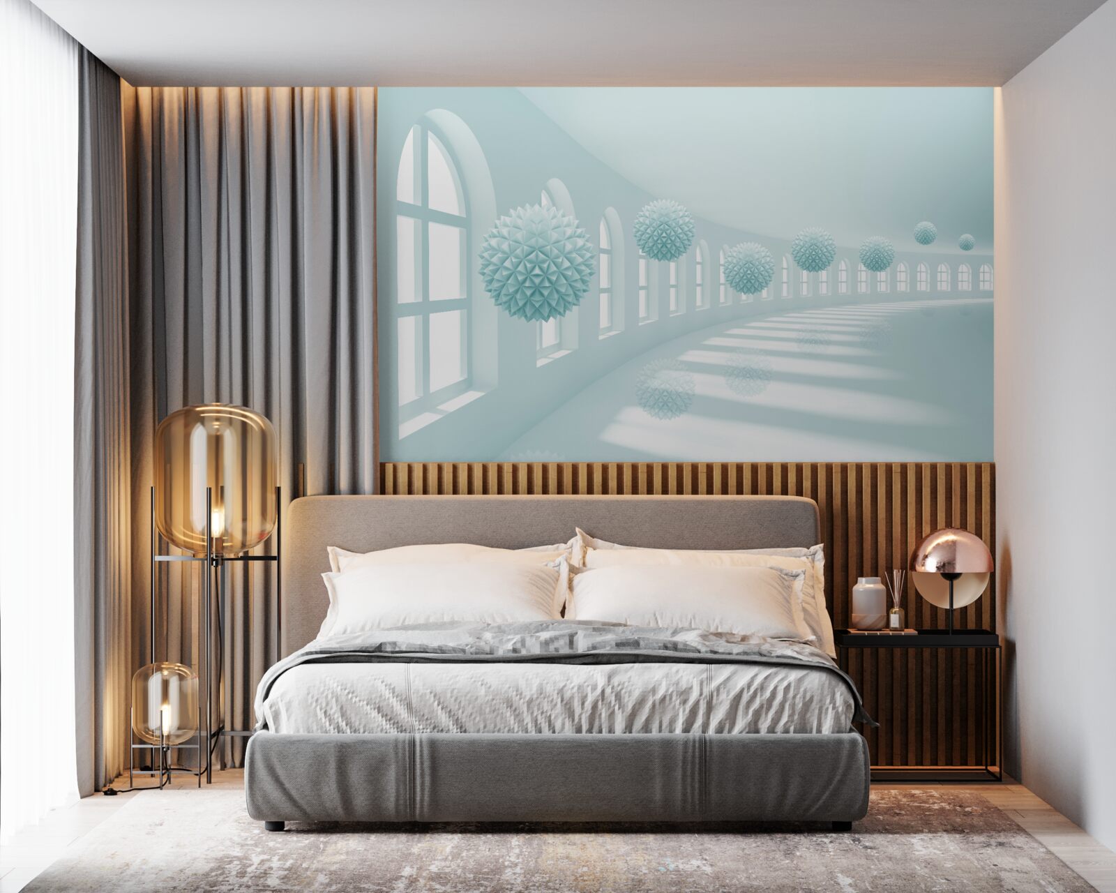 Fototapeta priechod sú okná a modré hrudky