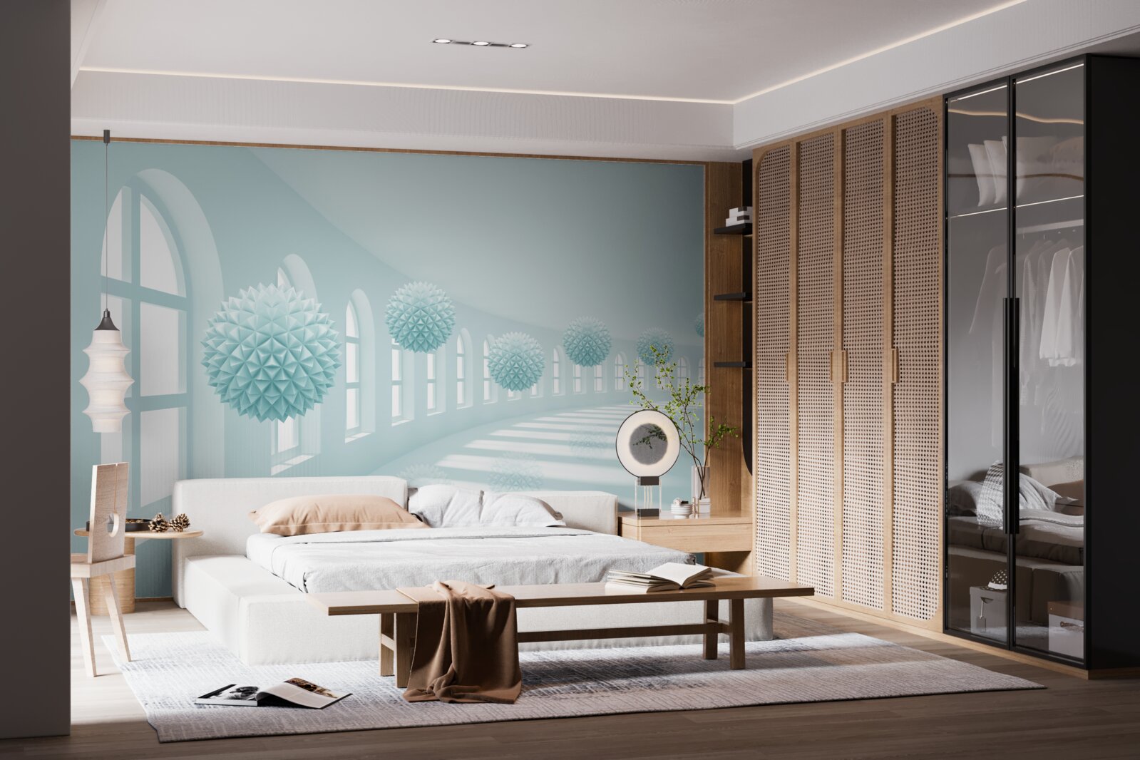 Fototapeta priechod sú okná a modré hrudky