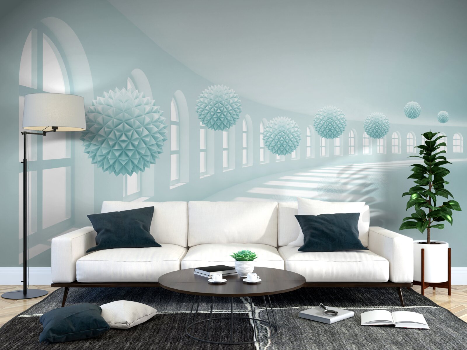 Fototapeta priechod sú okná a modré hrudky