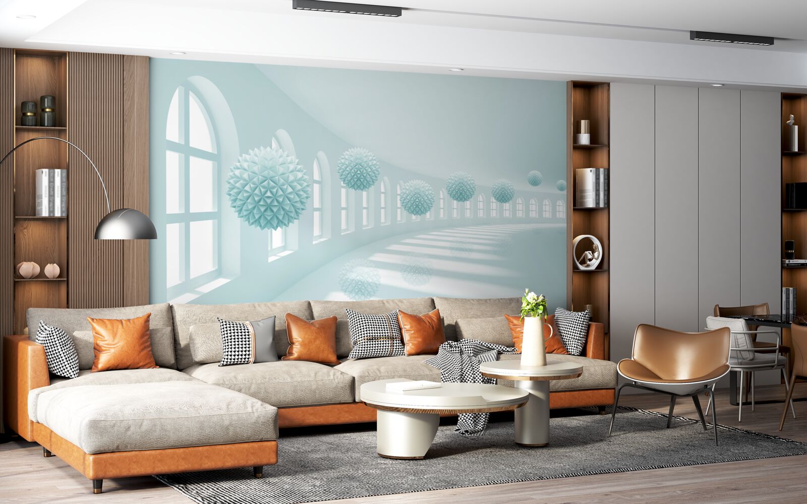 Fototapeta priechod sú okná a modré hrudky