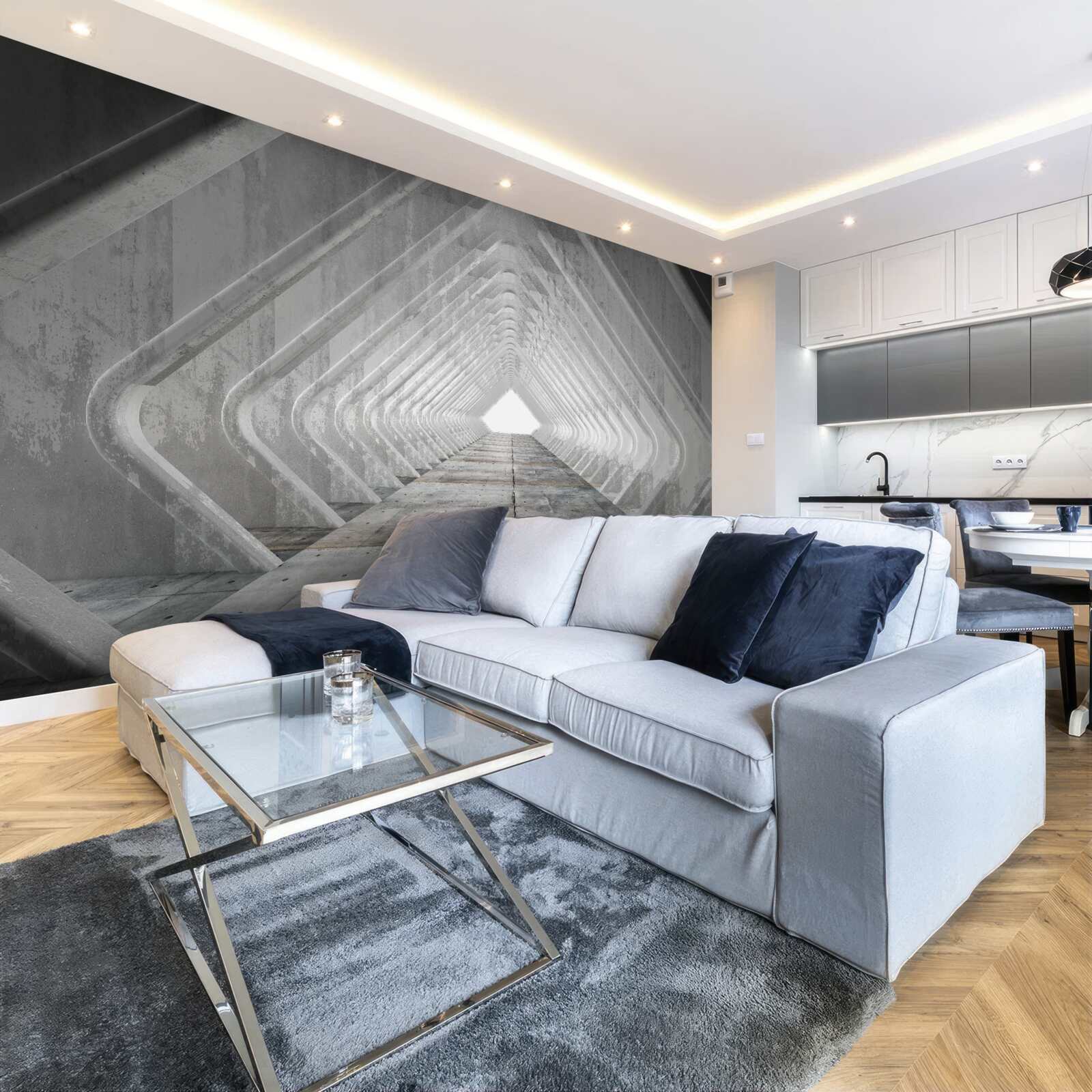 Fototapeta nekonečná šedá chodba